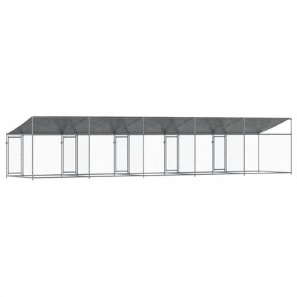 vidaXL Cage pour chien avec toit/portes gris 10x2x2 m acier galvanisé