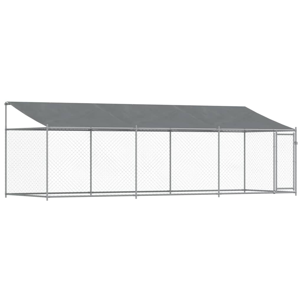 vidaXL Cage pour chien avec toit et porte gris 6x2x2 m acier galvanisé