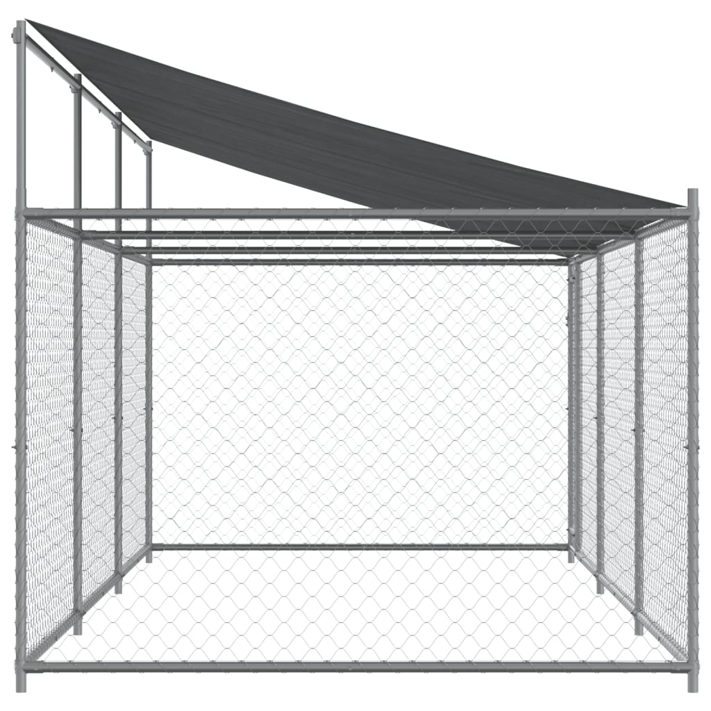 vidaXL Cage pour chien avec toit et porte gris 6x2x2 m acier galvanisé