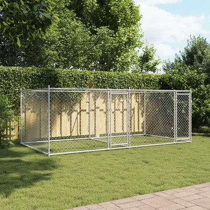 vidaXL Cage pour chien avec portes gris 4x2x1,5 m acier galvanisé