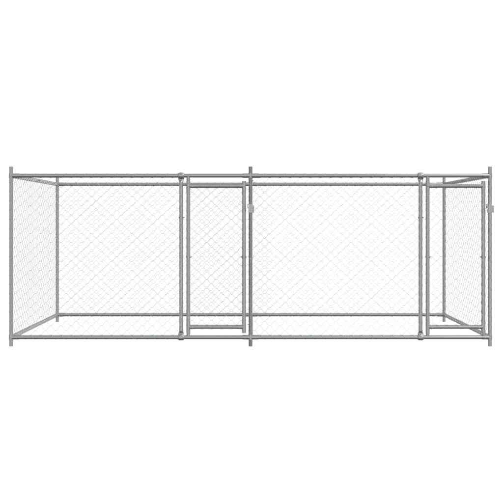 vidaXL Cage pour chien avec portes gris 4x2x1,5 m acier galvanisé
