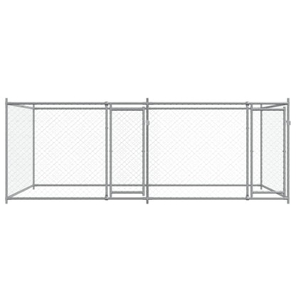 vidaXL Cage pour chien avec portes gris 4x2x1,5 m acier galvanisé