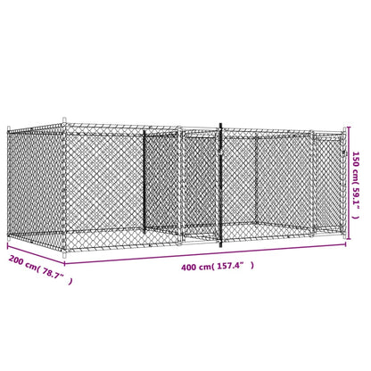 vidaXL Cage pour chien avec portes gris 4x2x1,5 m acier galvanisé