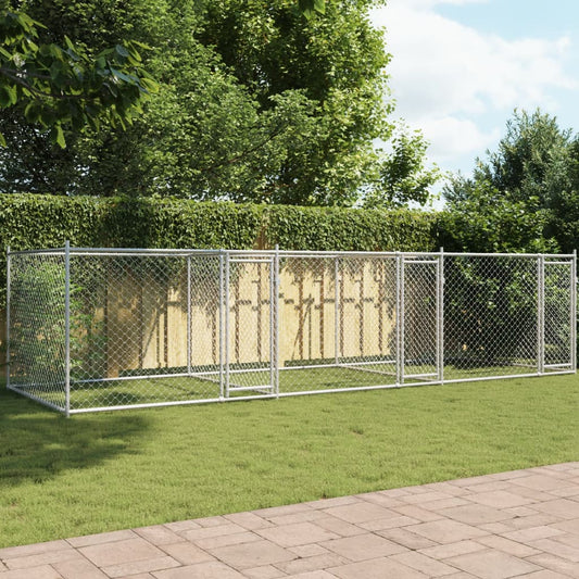 vidaXL Cage pour chien avec portes gris 6x2x1,5 m acier galvanisé