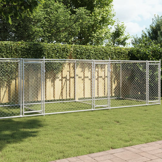 vidaXL Cage pour chien avec portes gris 8x2x1,5 m acier galvanisé