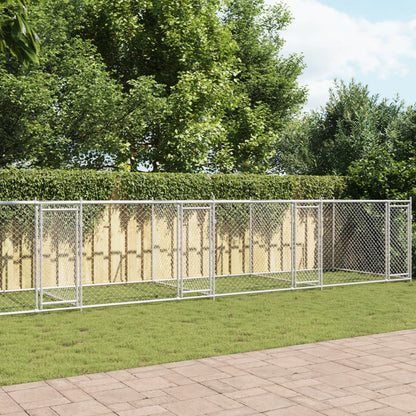 vidaXL Cage pour chien avec portes gris 10x2x1,5 m acier galvanisé