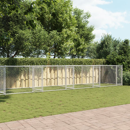 vidaXL Cage pour chien avec portes gris 12x2x1,5 m acier galvanisé