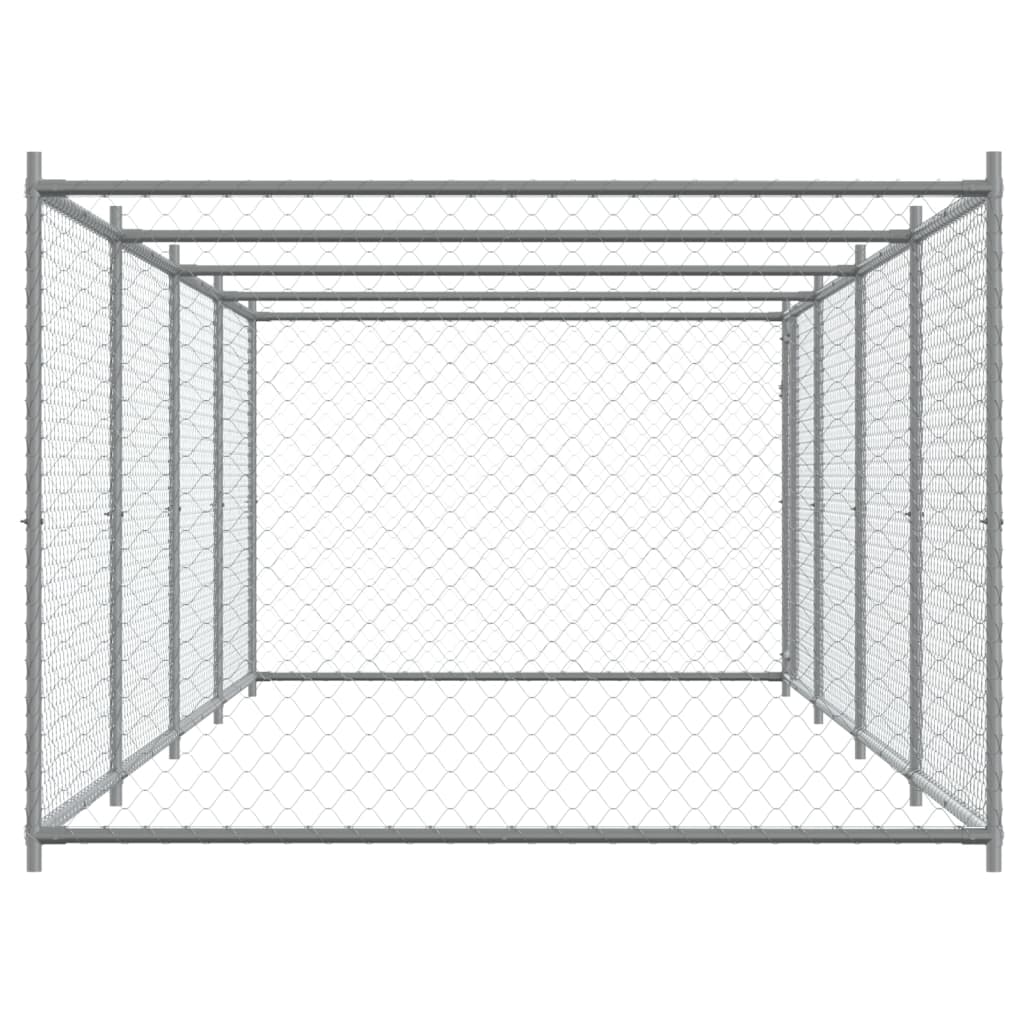 vidaXL Cage pour chien avec porte gris 8x2x1,5 m acier galvanisé