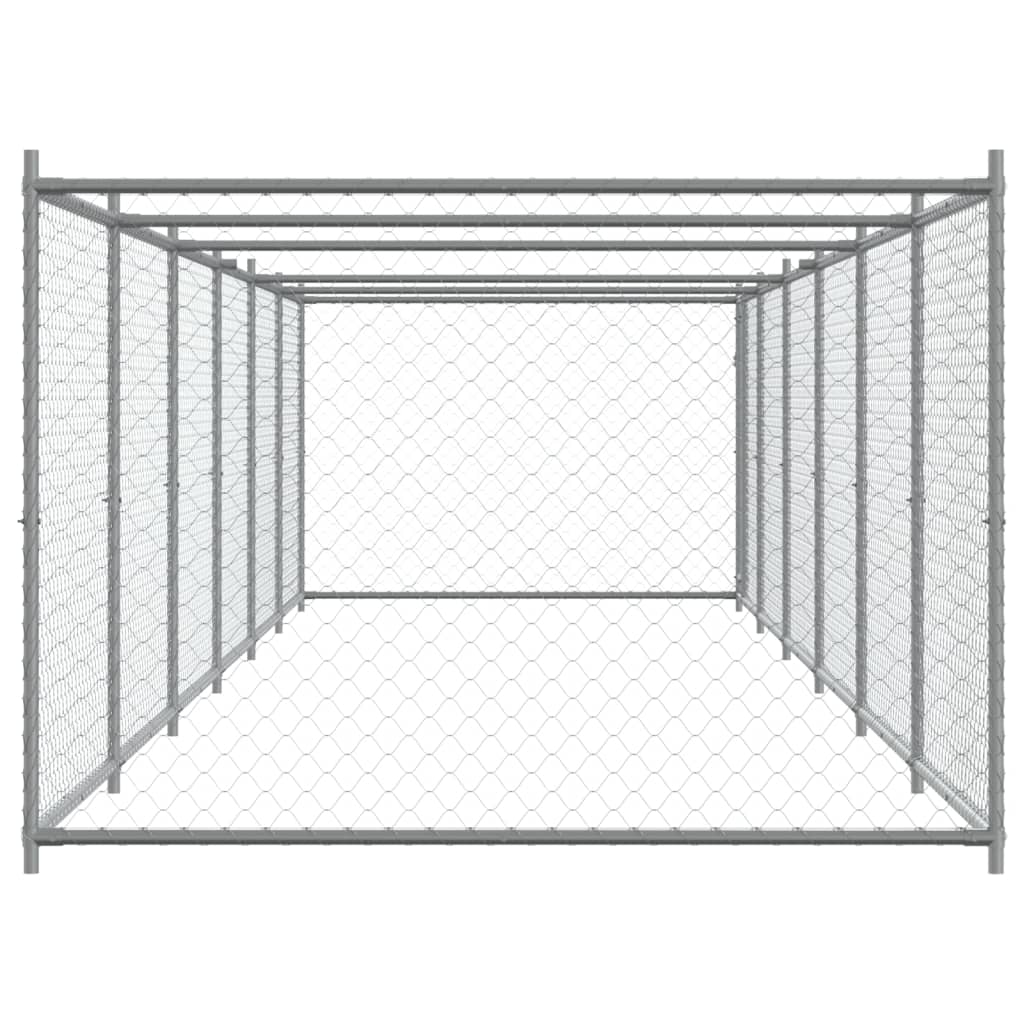 vidaXL Cage pour chien avec porte gris 12x2x1,5 m acier galvanisé