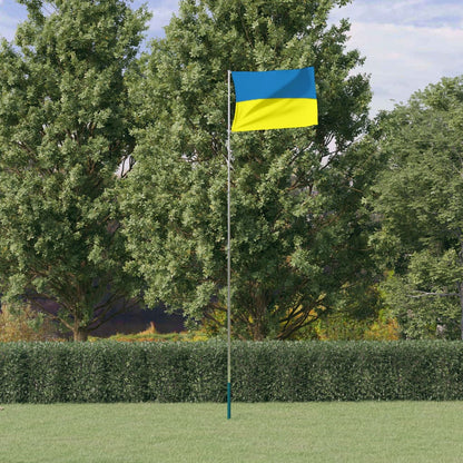 vidaXL Drapeau de l'Ukraine et mât 5,55 m aluminium