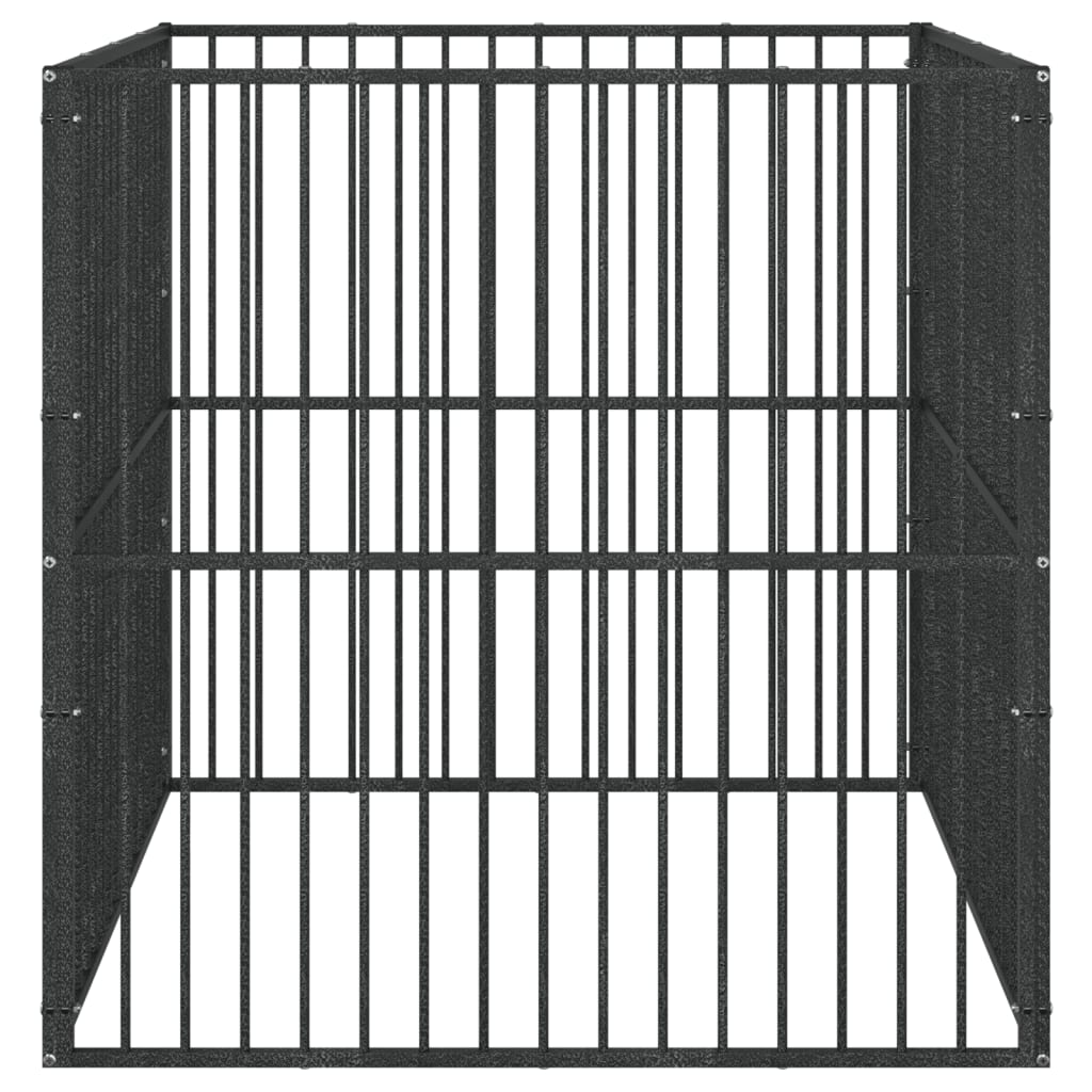 vidaXL Parc pour chien 4 panneaux noir acier galvanisé