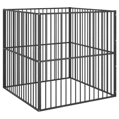 vidaXL Parc pour chien 4 panneaux noir acier galvanisé