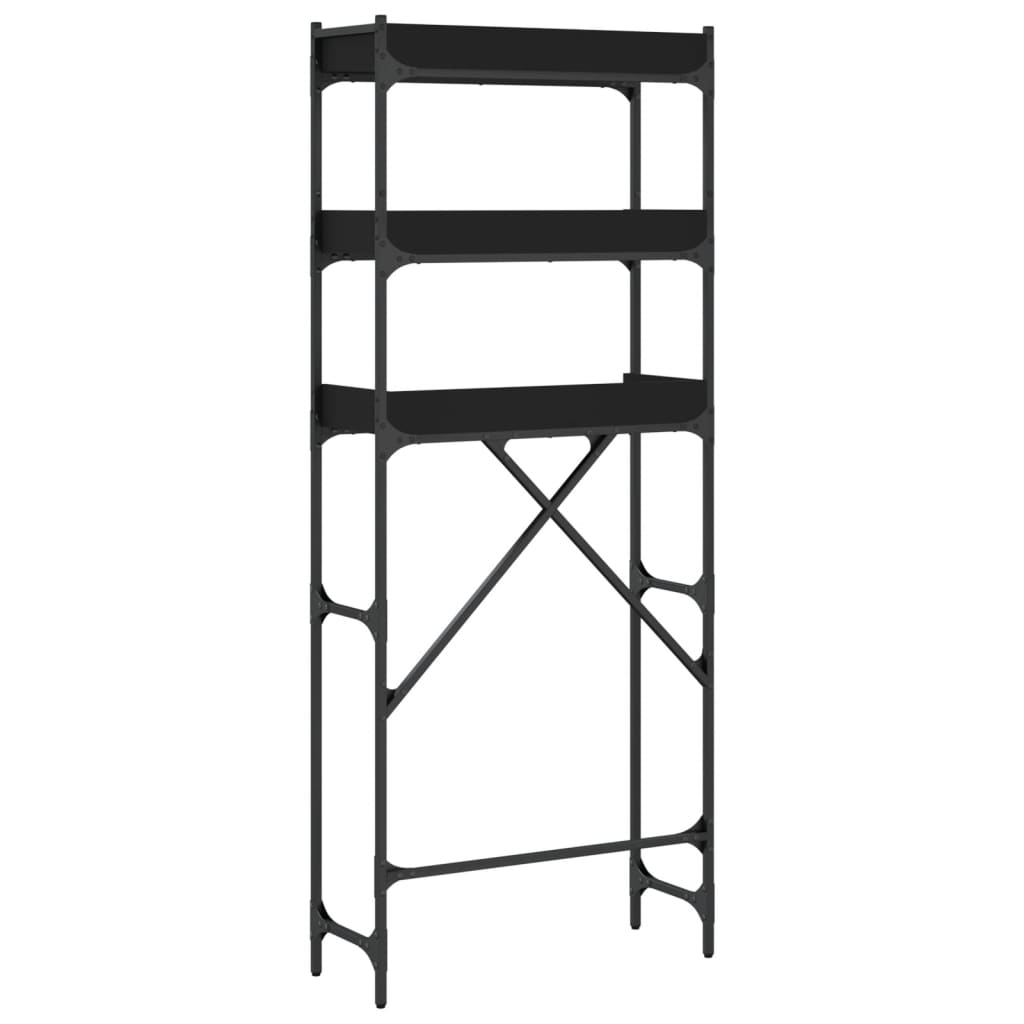 vidaXL Étagère de lave-linge noir 67x25x163 cm bois d'ingénierie