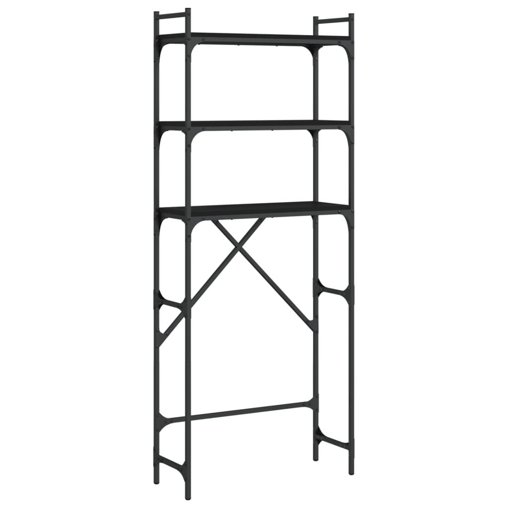 vidaXL Étagère de lave-linge noir 67x25x163 cm bois d'ingénierie