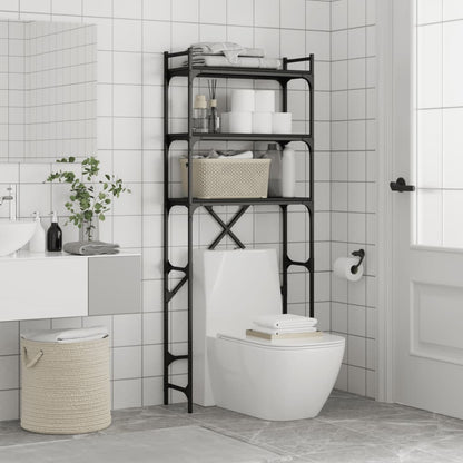 vidaXL Étagère de lave-linge noir 67x25x163 cm bois d'ingénierie