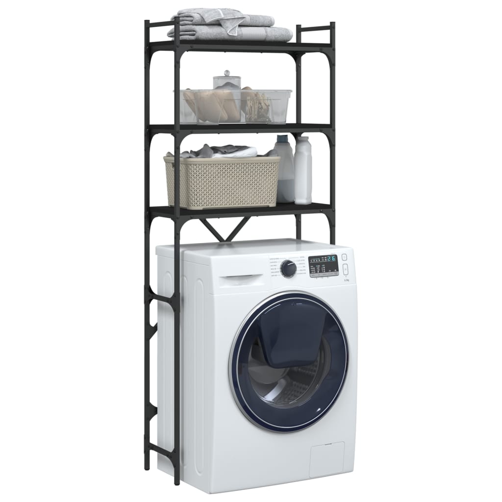 vidaXL Étagère de lave-linge noir 67x25x163 cm bois d'ingénierie