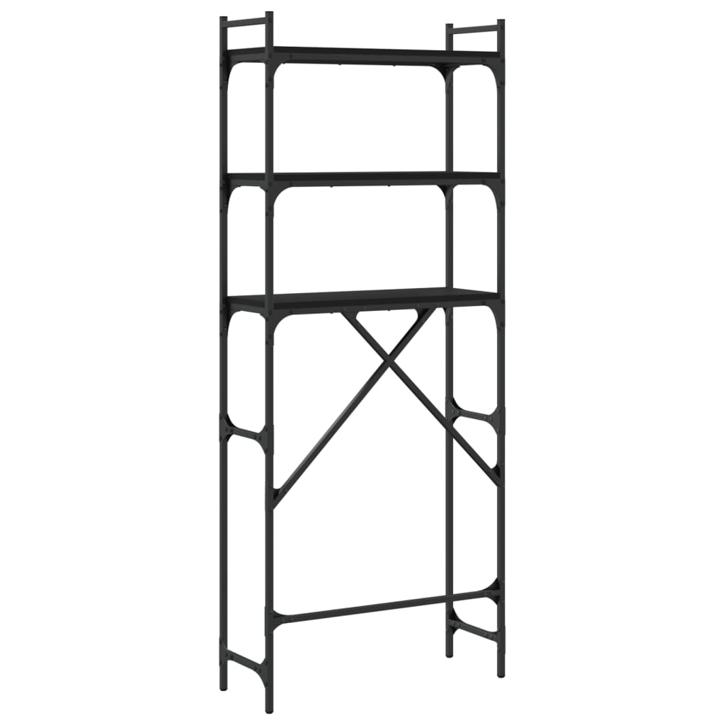 vidaXL Étagère de lave-linge noir 67x25x163 cm bois d'ingénierie