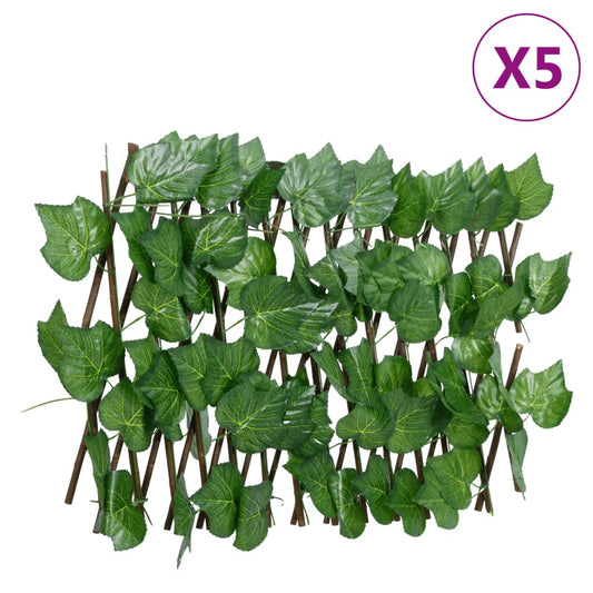 vidaXL Treillis de feuille de vigne artificiel extensible 5 pcs
