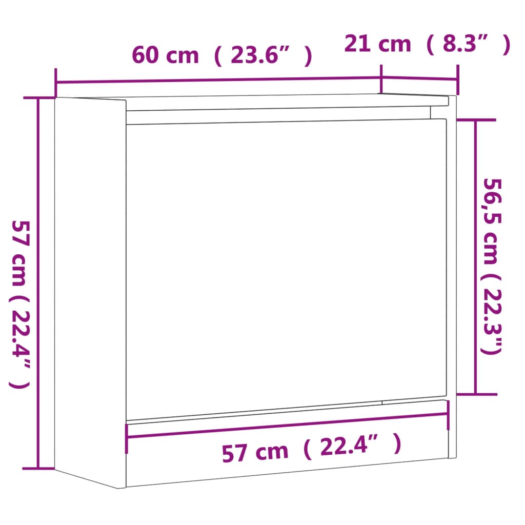 vidaXL Armoire à chaussures chêne sonoma 60x21x57 cm bois d'ingénierie