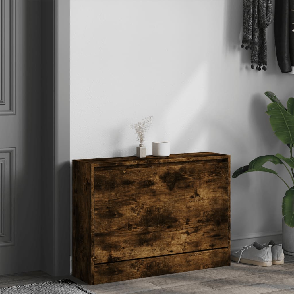 vidaXL Armoire à chaussures chêne fumé 80x21x57 cm bois ingénierie
