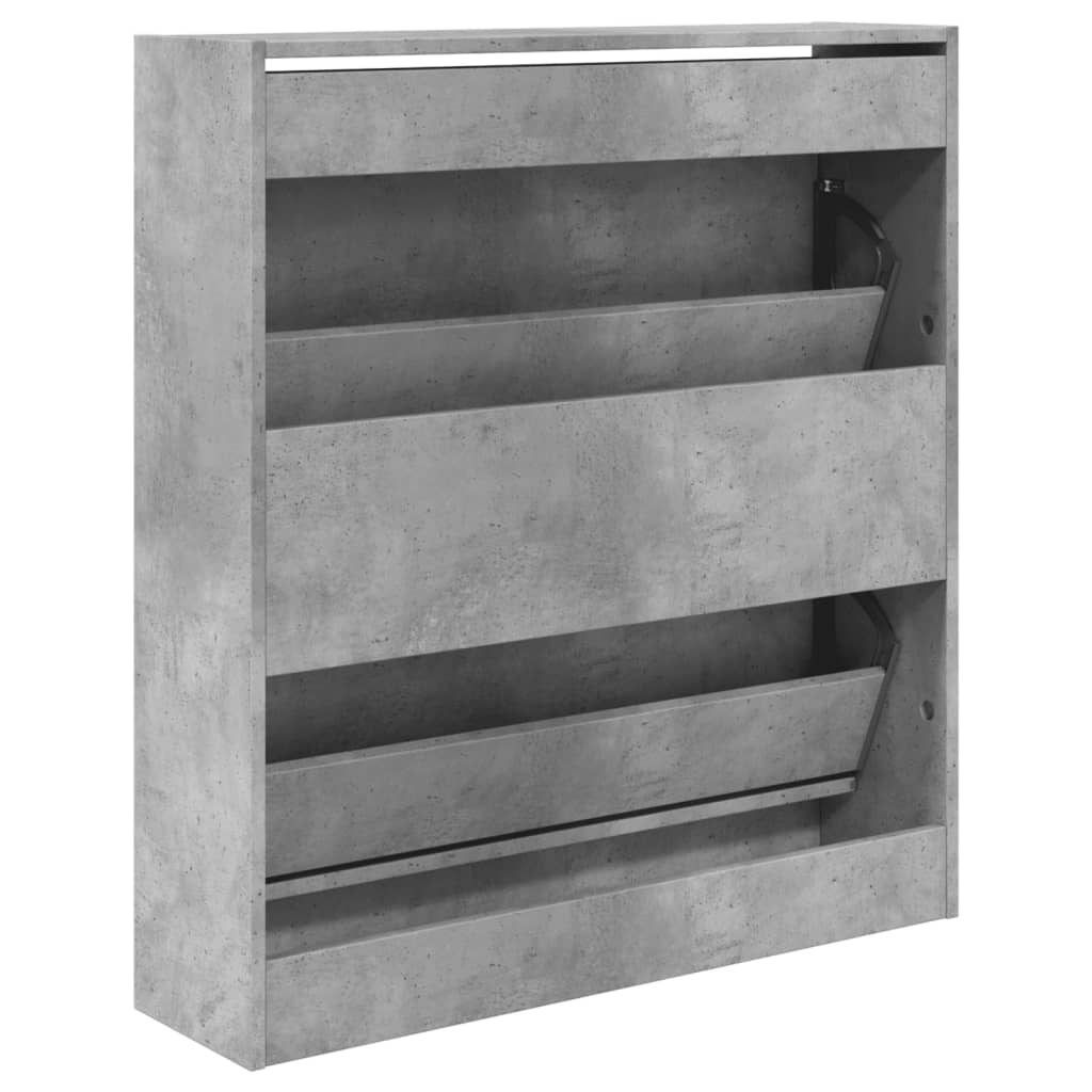 vidaXL Armoire à chaussures gris béton 80x21x87,5 cm bois d'ingénierie