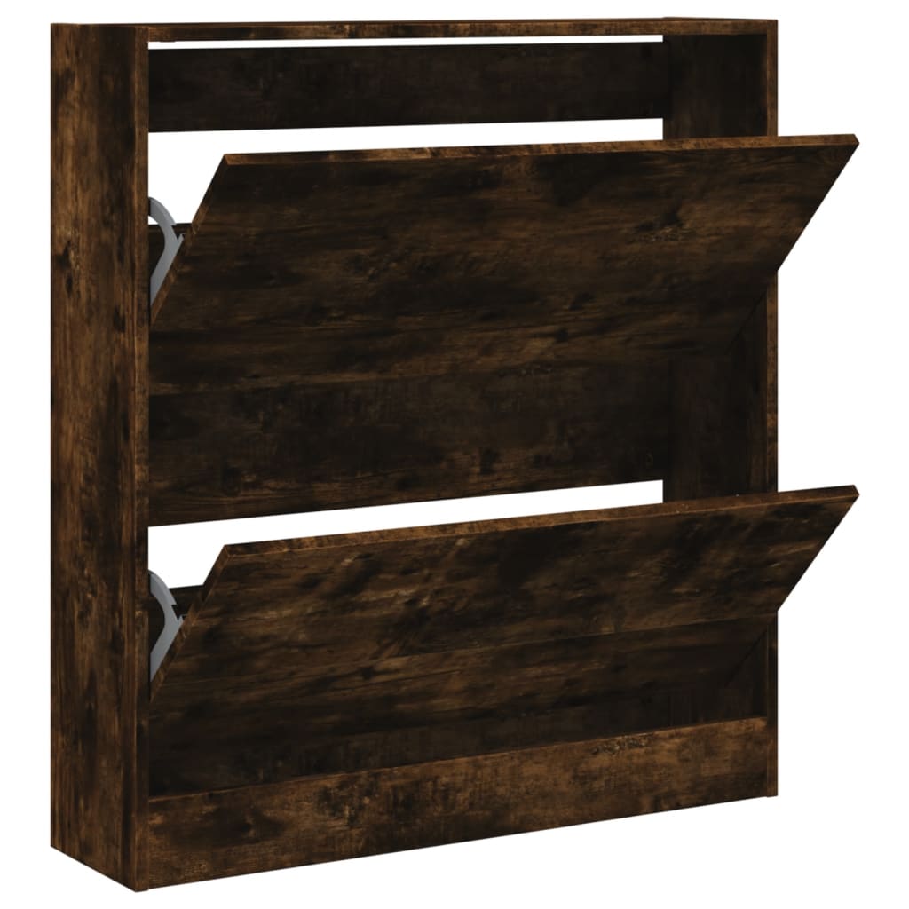 vidaXL Armoire à chaussures chêne fumé 80x21x87,5 cm bois ingénierie