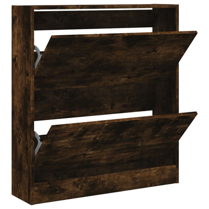 vidaXL Armoire à chaussures chêne fumé 80x21x87,5 cm bois ingénierie