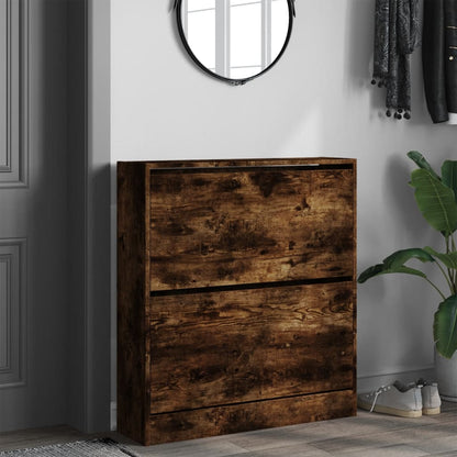 vidaXL Armoire à chaussures chêne fumé 80x21x87,5 cm bois ingénierie