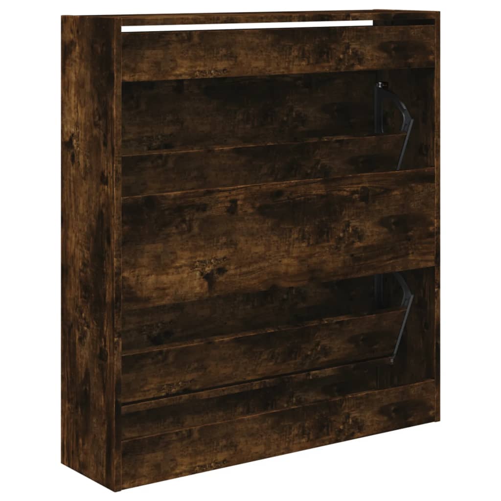 vidaXL Armoire à chaussures chêne fumé 80x21x87,5 cm bois ingénierie