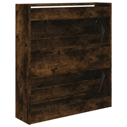 vidaXL Armoire à chaussures chêne fumé 80x21x87,5 cm bois ingénierie