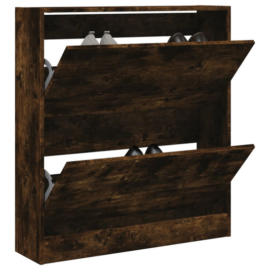 vidaXL Armoire à chaussures chêne fumé 80x21x87,5 cm bois ingénierie