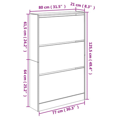 vidaXL Armoire à chaussures chêne sonoma 80x21x125,5cm bois ingénierie
