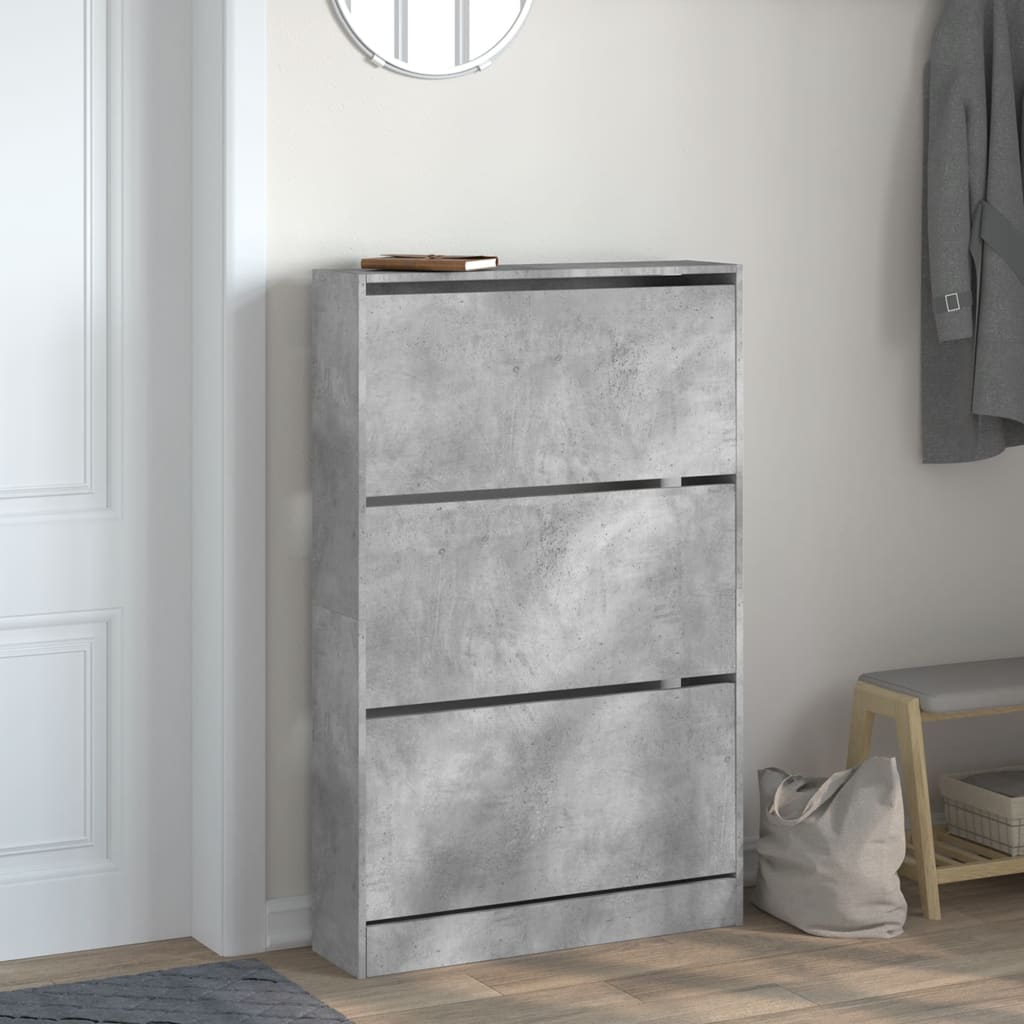 vidaXL Armoire à chaussures gris béton 80x21x125,5cm bois d'ingénierie