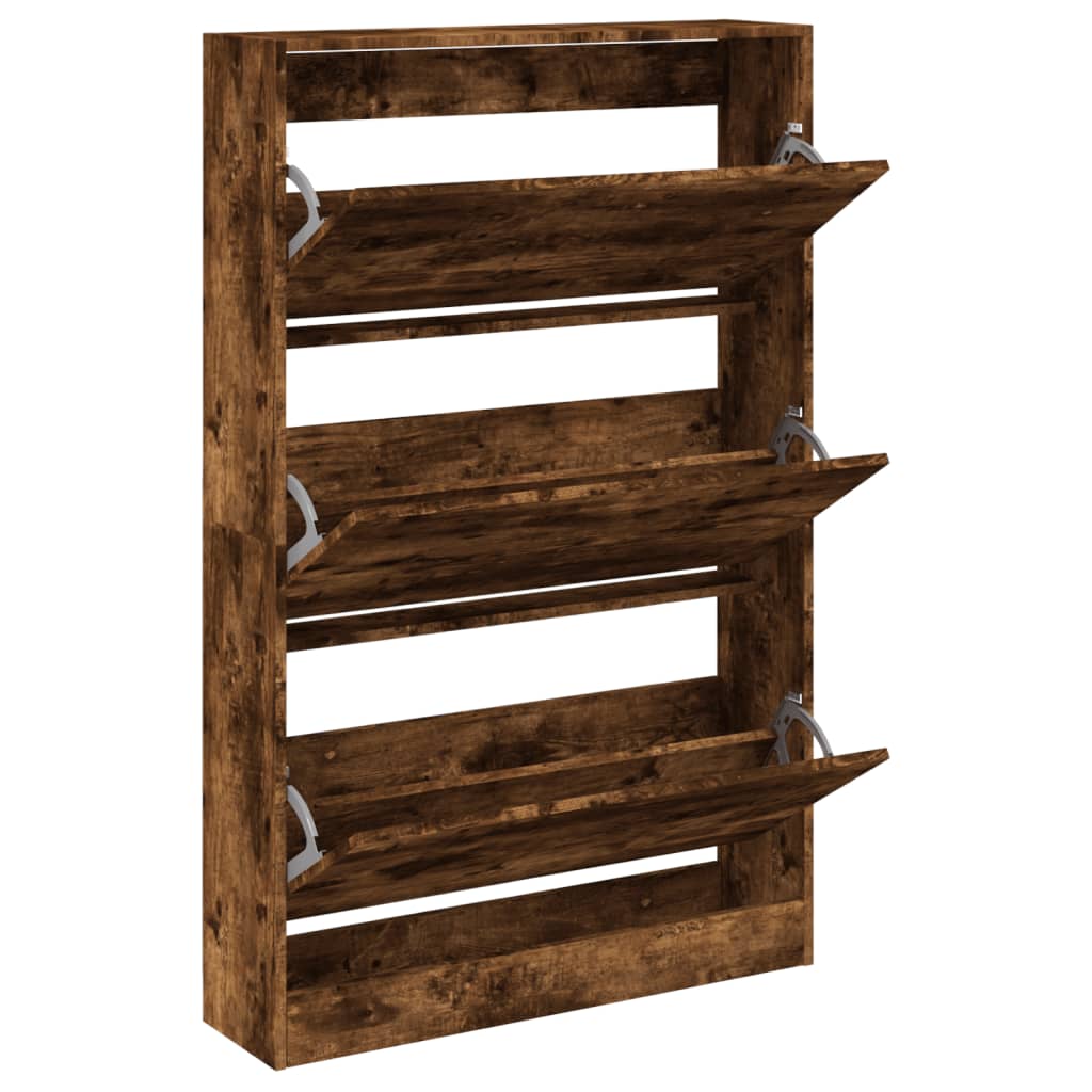vidaXL Armoire à chaussures chêne fumé 80x21x125,5 cm bois ingénierie