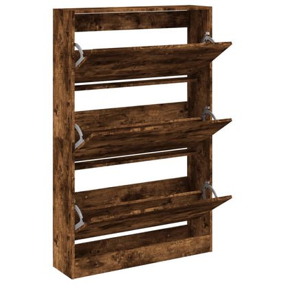 vidaXL Armoire à chaussures chêne fumé 80x21x125,5 cm bois ingénierie