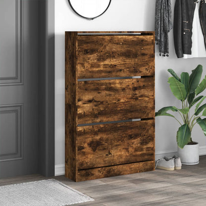 vidaXL Armoire à chaussures chêne fumé 80x21x125,5 cm bois ingénierie