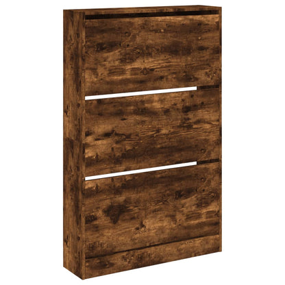 vidaXL Armoire à chaussures chêne fumé 80x21x125,5 cm bois ingénierie