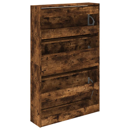 vidaXL Armoire à chaussures chêne fumé 80x21x125,5 cm bois ingénierie