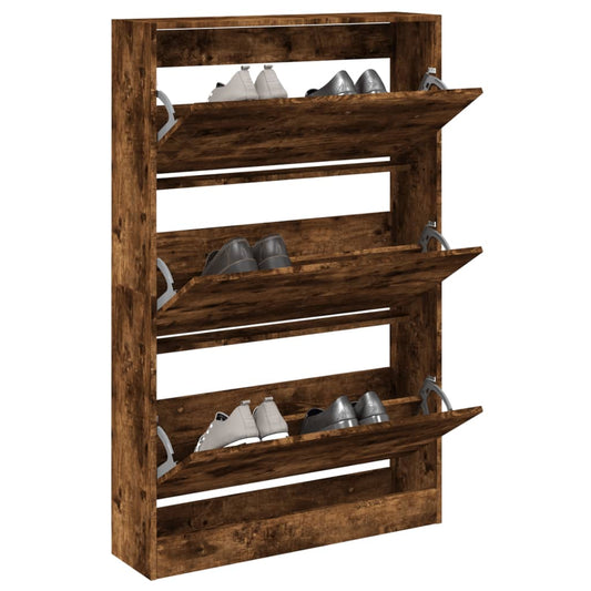 vidaXL Armoire à chaussures chêne fumé 80x21x125,5 cm bois ingénierie