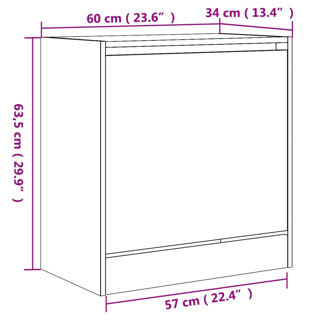 vidaXL Armoire à chaussures blanc 60x34x63,5 cm bois d'ingénierie