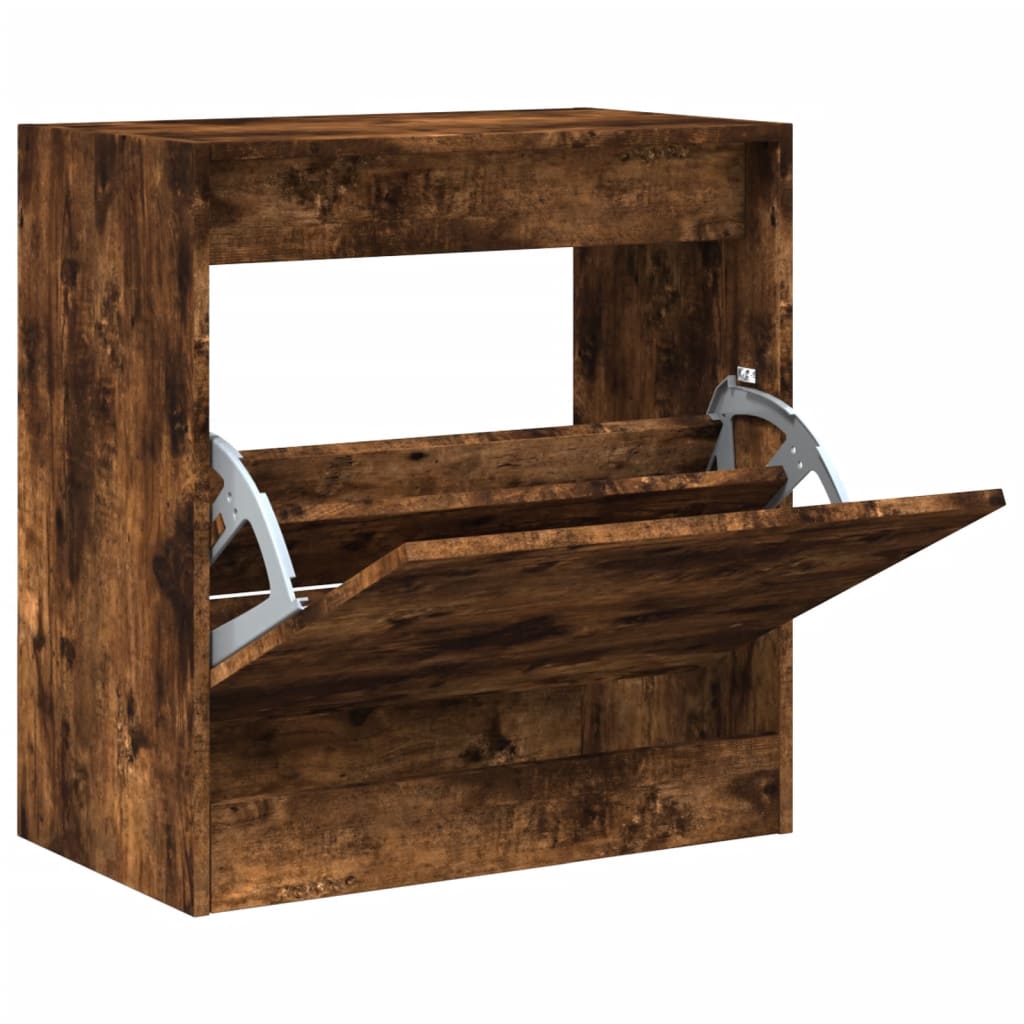 vidaXL Armoire à chaussures chêne fumé 60x34x63,5 cm bois d'ingénierie