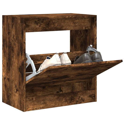 vidaXL Armoire à chaussures chêne fumé 60x34x63,5 cm bois d'ingénierie