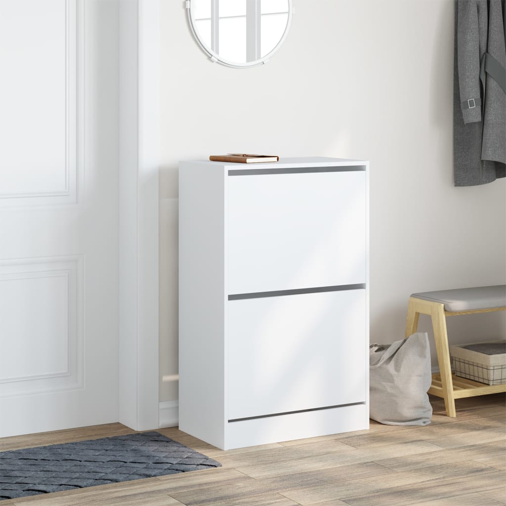 vidaXL Armoire à chaussures blanc 60x34x96,5 cm bois d'ingénierie