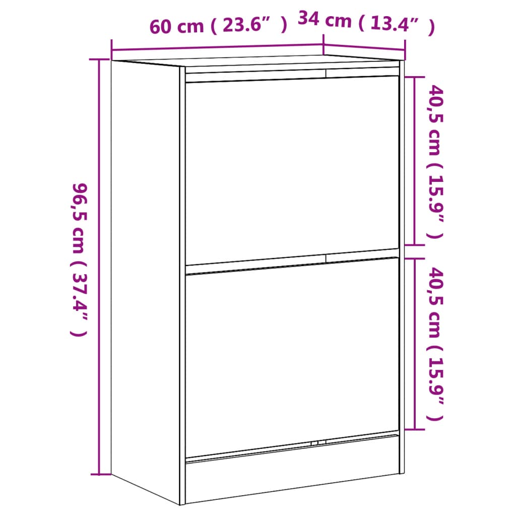 vidaXL Armoire à chaussures blanc 60x34x96,5 cm bois d'ingénierie