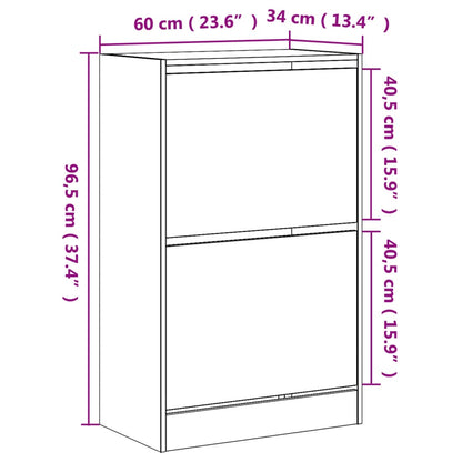 vidaXL Armoire à chaussures blanc 60x34x96,5 cm bois d'ingénierie