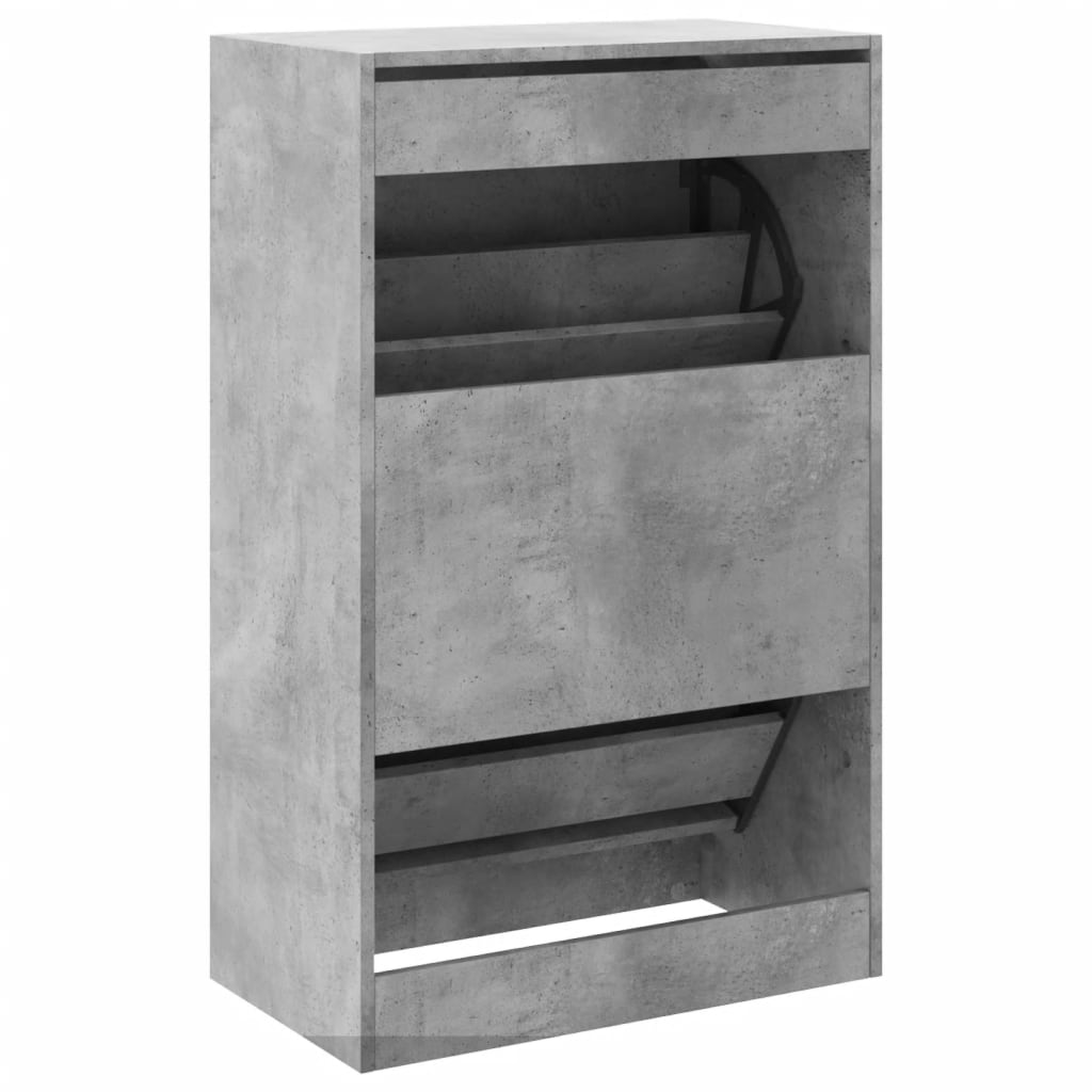 vidaXL Armoire à chaussures gris béton 60x34x96,5 cm bois d'ingénierie