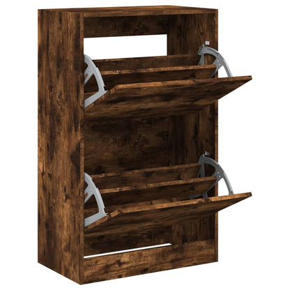 vidaXL Armoire à chaussures chêne fumé 60x34x96,5 cm bois d'ingénierie