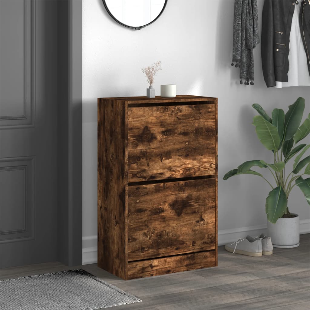 vidaXL Armoire à chaussures chêne fumé 60x34x96,5 cm bois d'ingénierie