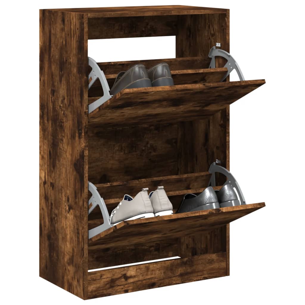vidaXL Armoire à chaussures chêne fumé 60x34x96,5 cm bois d'ingénierie