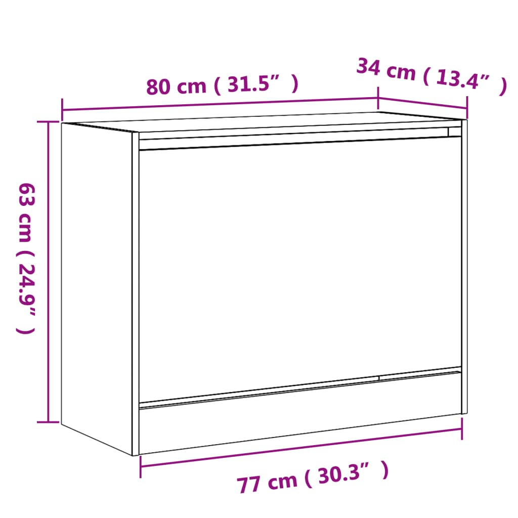 vidaXL Armoire à chaussures blanc 80x34x63 cm bois d'ingénierie